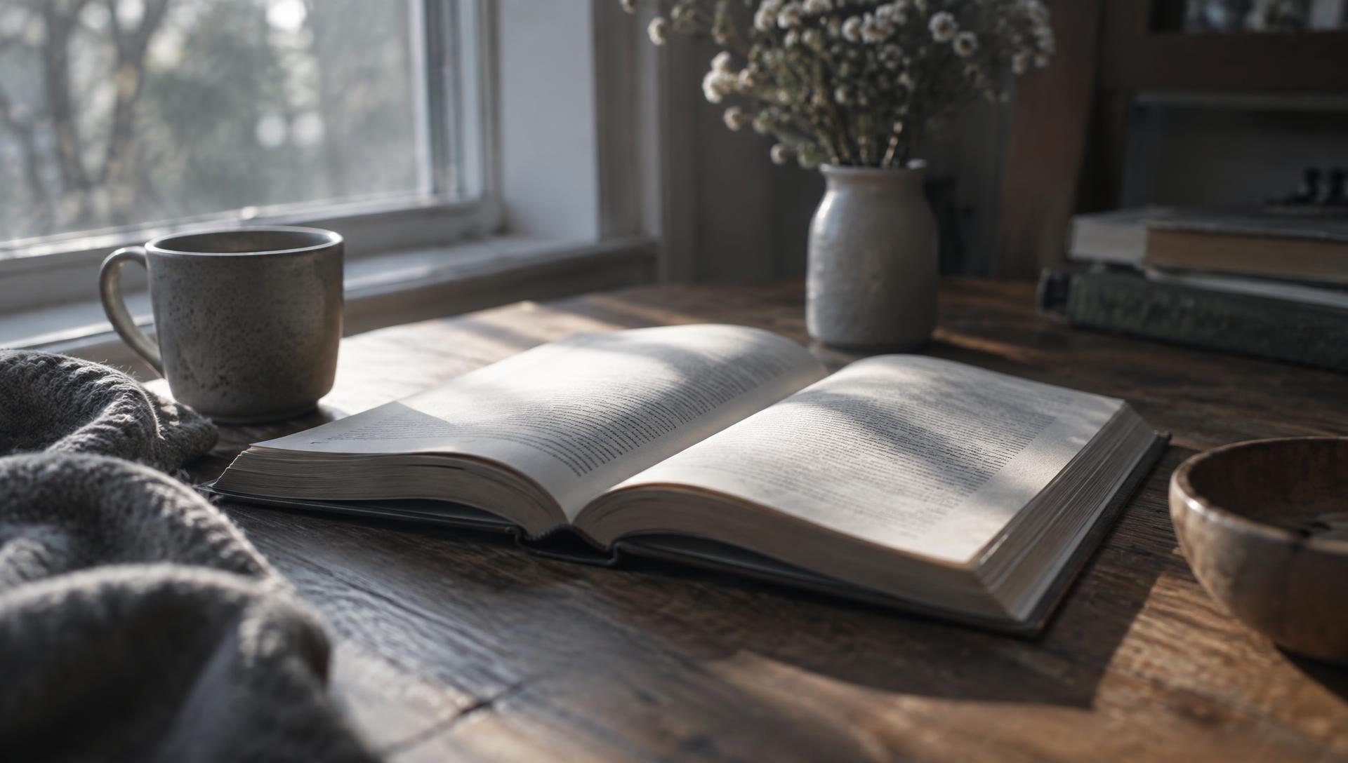 Morning light falling in a long diagonal across a blank sheet of paper